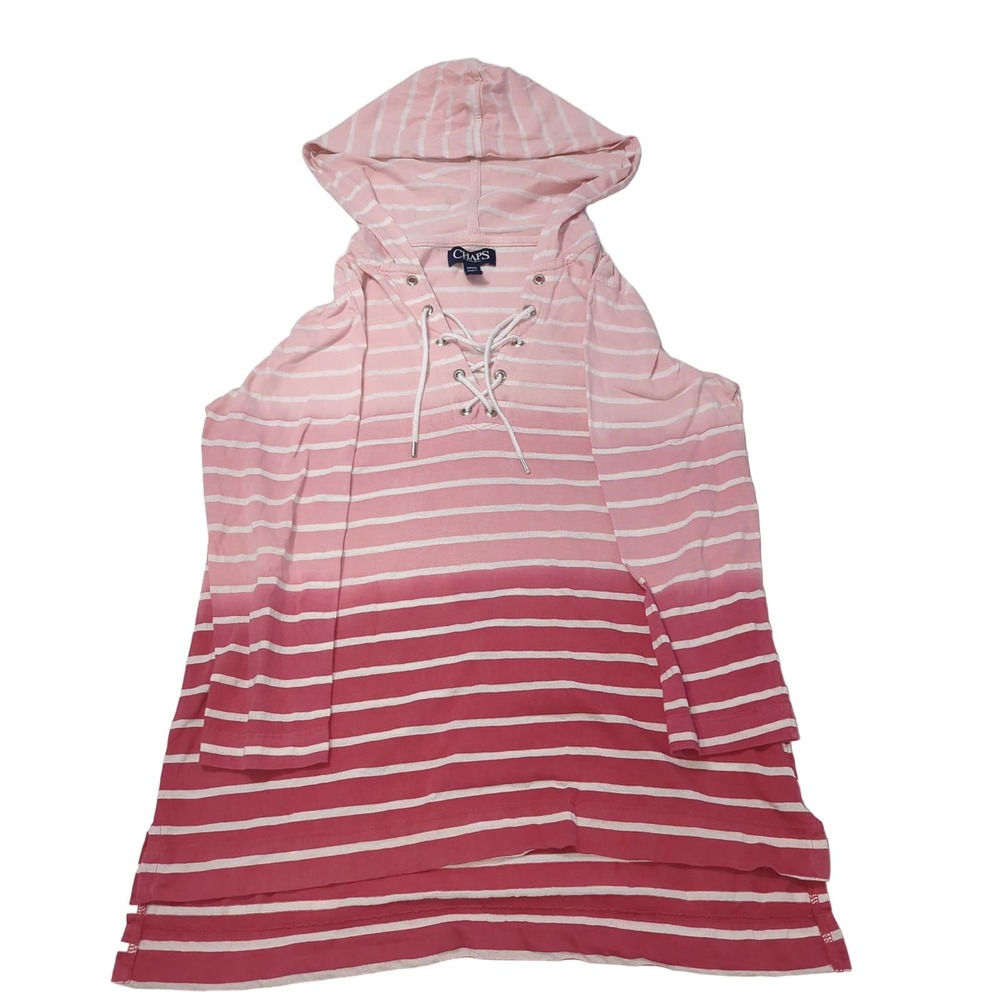 EUC Chaps Pink Red Hoodie Sweater Cotton Blend Womens S